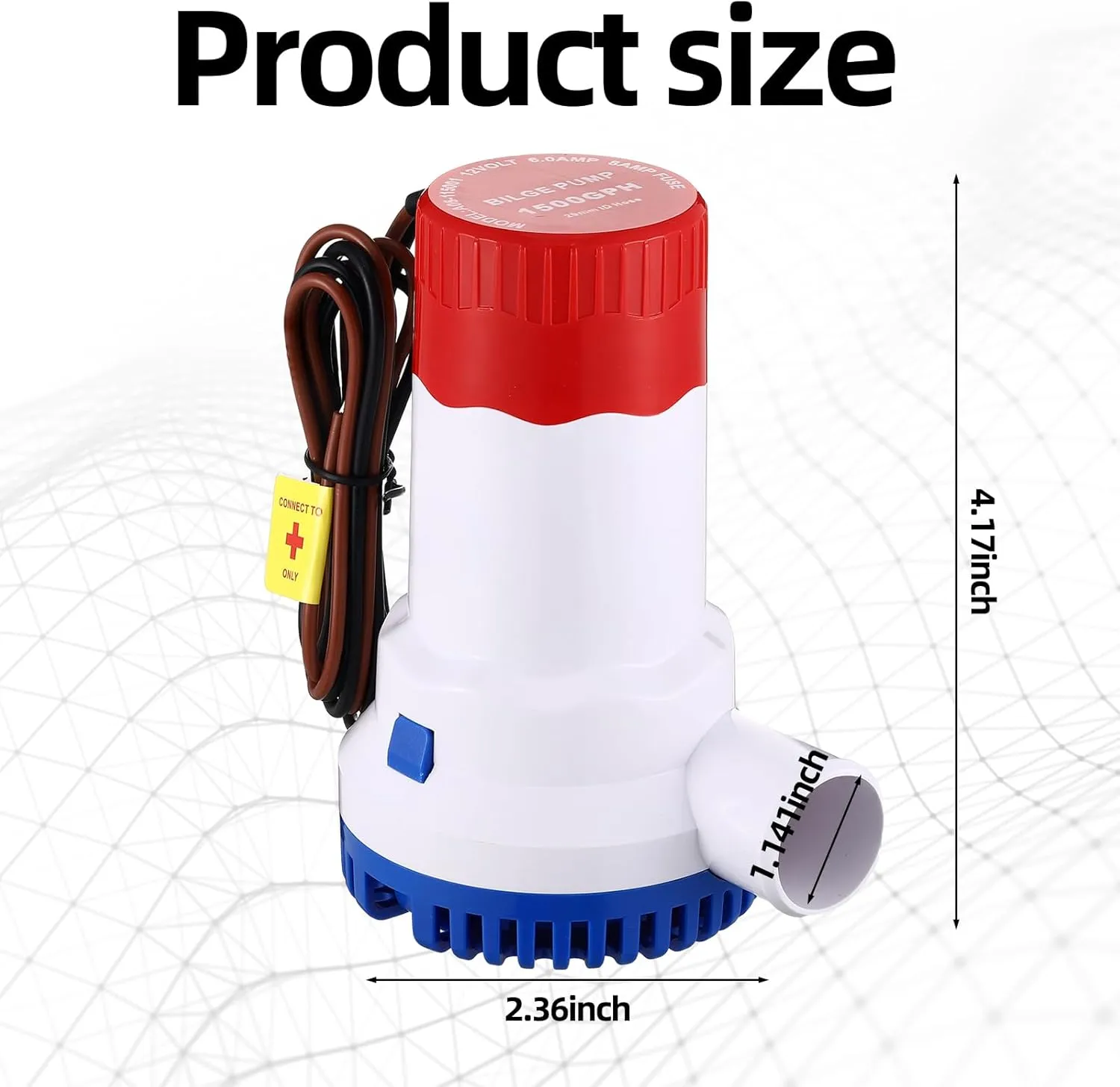 Lounsweer 5 Pcs Bilge Pump Plumbing Kit Includes Submersible 1500GPH 12V Boat Bilge Water Pump Low Noise PVC Bilge Pump Hose 2 Hose Clamps Thru Hull Fitting Switch Pump Installation Kit, 1-1/8 Inch