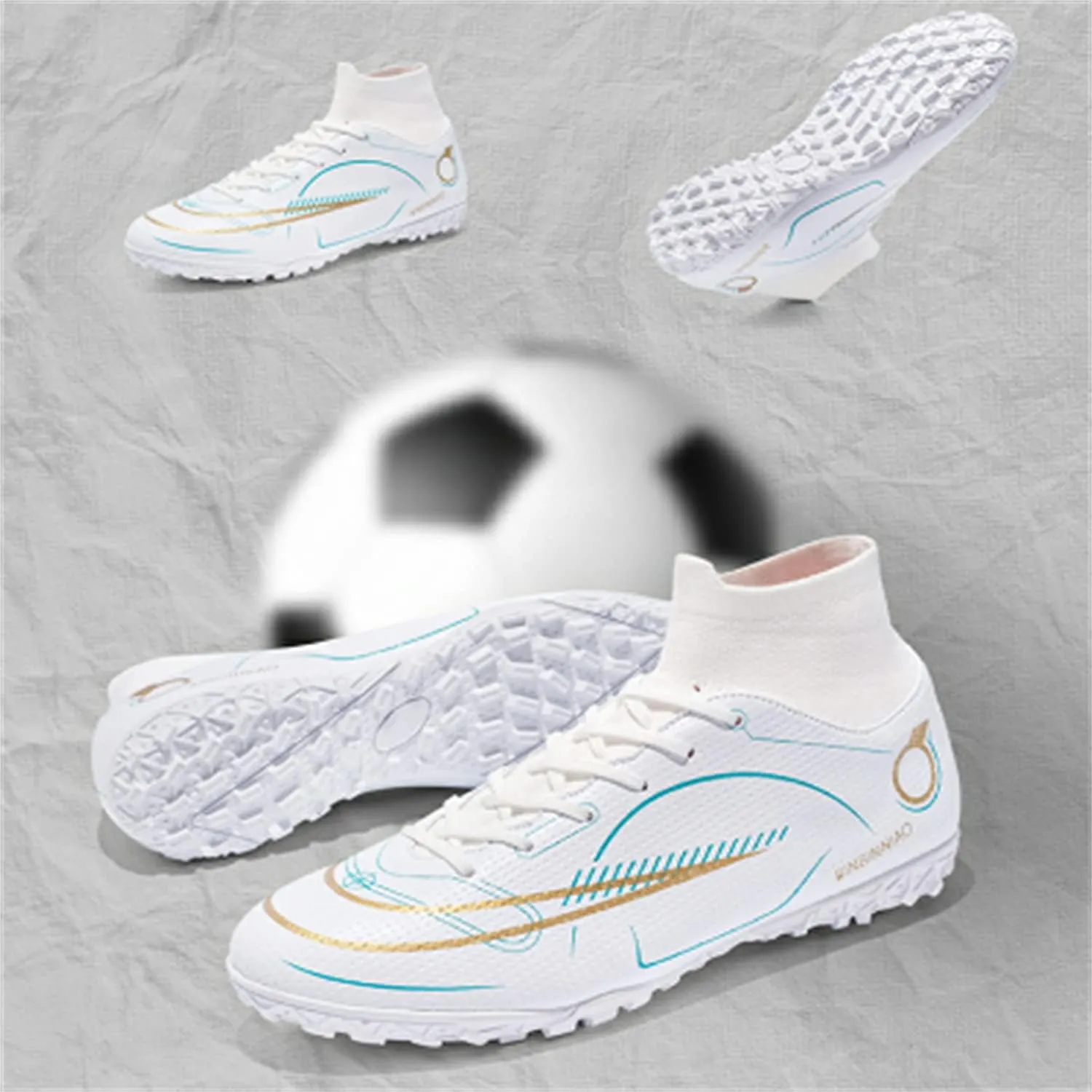 MDPCX Athletic Sports Football Shoes Men's Outdoor Football Shoes Track and Field Lawn World Team Running Sports Shoes Lightweight Breathable Non-Slip Shock-Absorbing Long Spikes Short Spikes