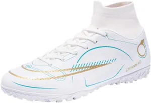 MDPCX Athletic Sports Football Shoes Men's Outdoor Football Shoes Track and Field Lawn World Team Running Sports Shoes Lightweight Breathable Non-Slip Shock-Absorbing Long Spikes Short Spikes