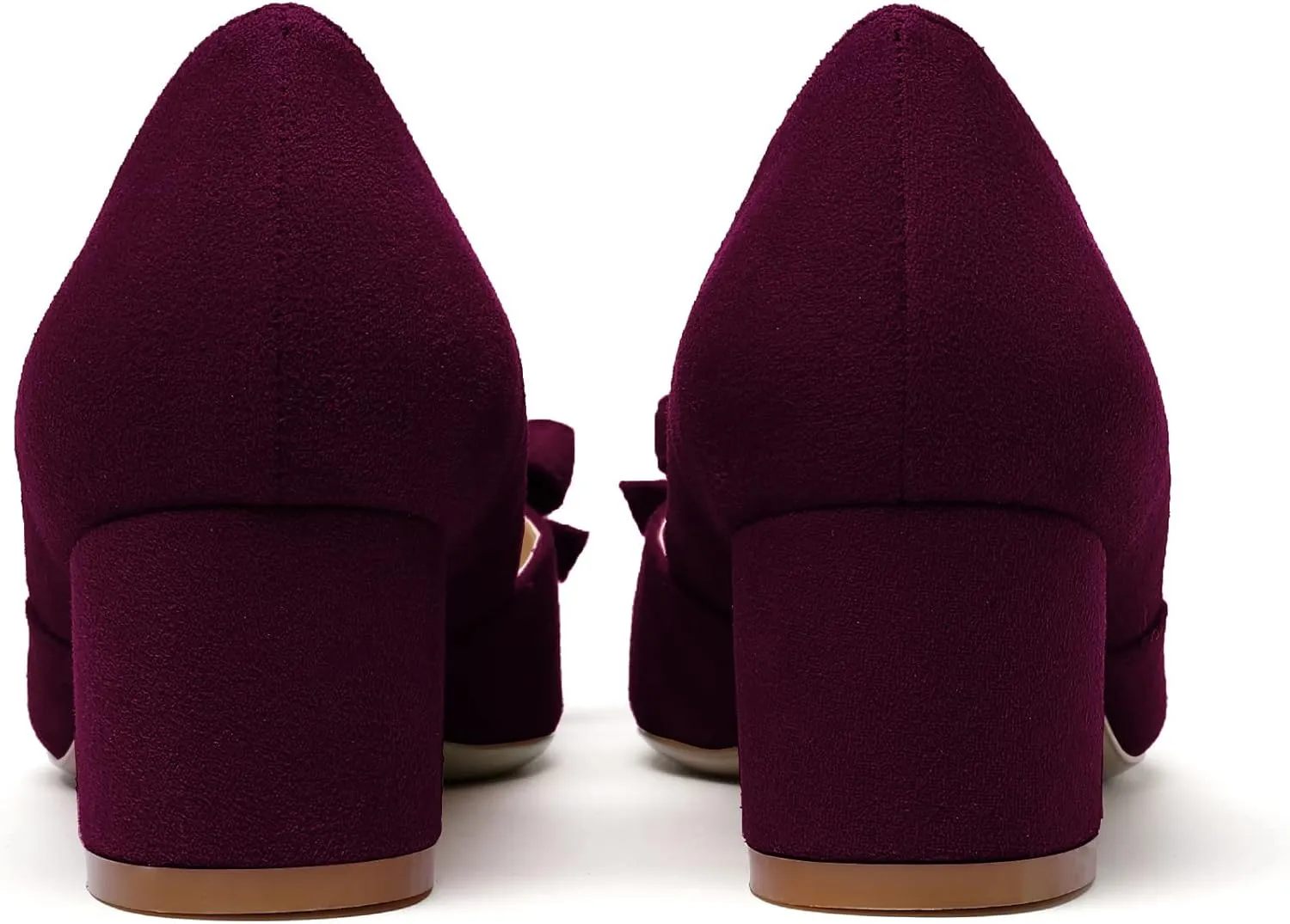 Mettesally Women’s Block Heel Pumps with Bow Knot Pointed Toe D’Orsay Chunky Heel Dress Party Shoes