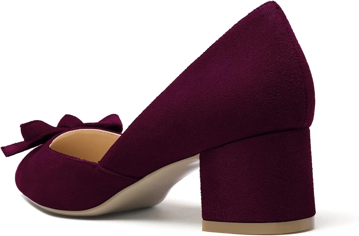 Mettesally Women’s Block Heel Pumps with Bow Knot Pointed Toe D’Orsay Chunky Heel Dress Party Shoes