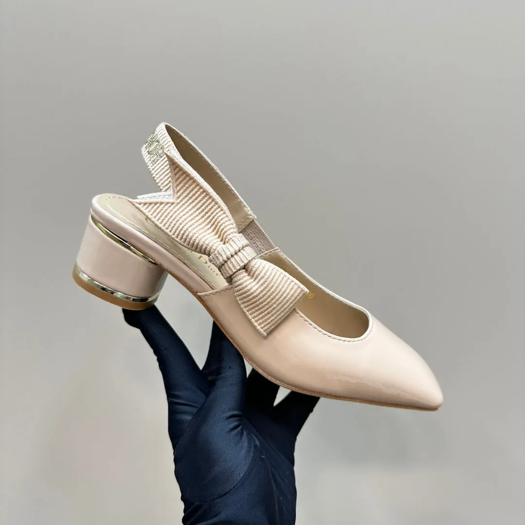 Miss Dior Paris Slingback Pump In Beige Glossy Cowhide 998861