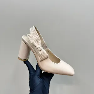 Miss Dior Paris Slingback Pump In Beige Glossy Cowhide  998863
