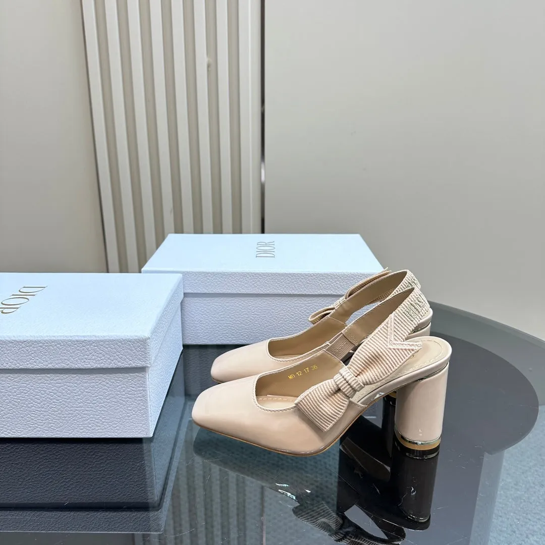 Miss Dior Paris Slingback Pump In Beige Glossy Cowhide  998863