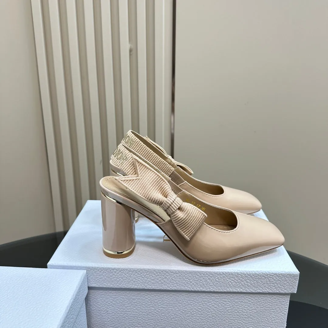 Miss Dior Paris Slingback Pump In Beige Glossy Cowhide  998863