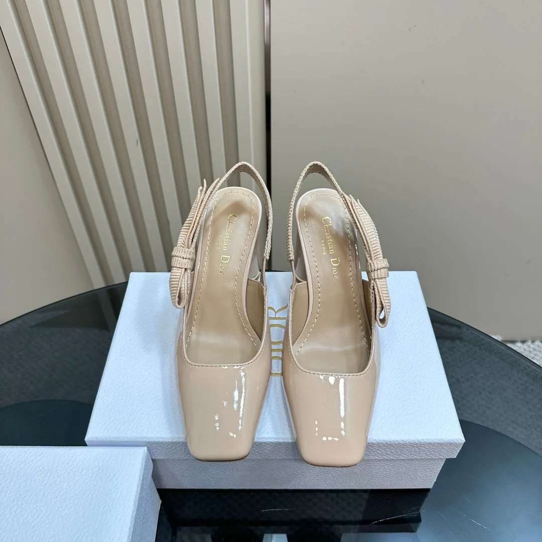 Miss Dior Paris Slingback Pump In Beige Glossy Cowhide  998863