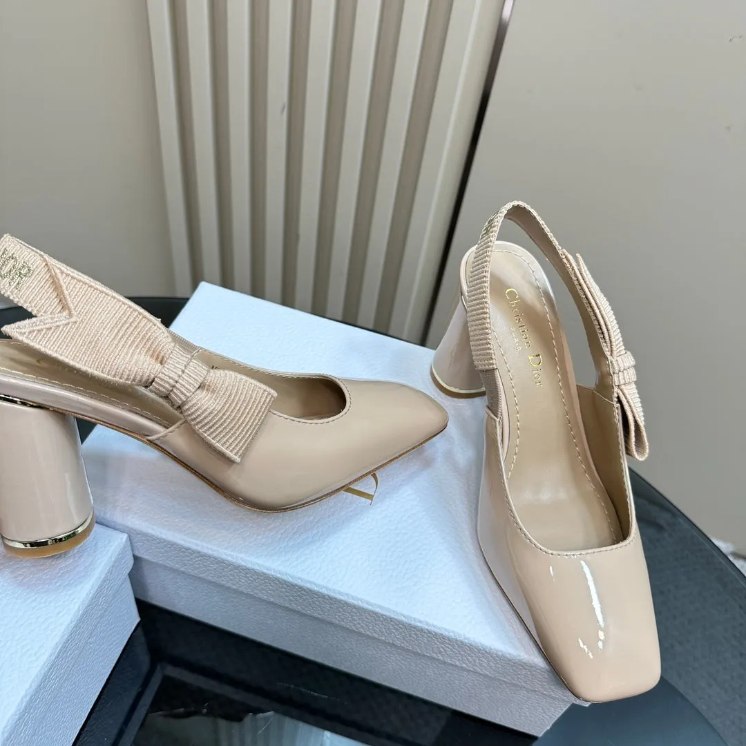 Miss Dior Paris Slingback Pump In Beige Glossy Cowhide  998863