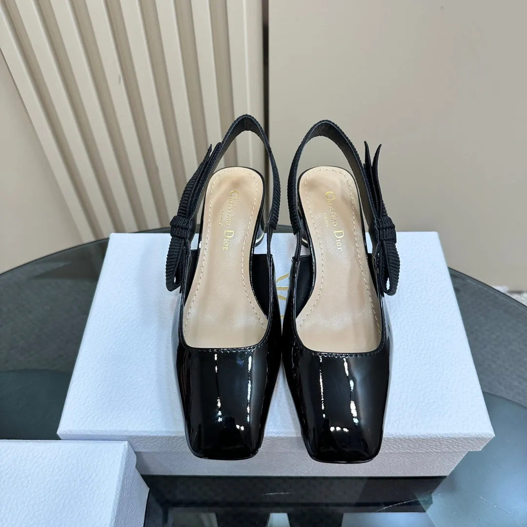 Miss Dior Paris Slingback Pump In Black Glossy Cowhide 998868