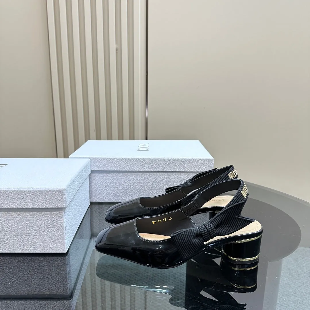 Miss Dior Paris Slingback Pump In Black Glossy Cowhide 998868