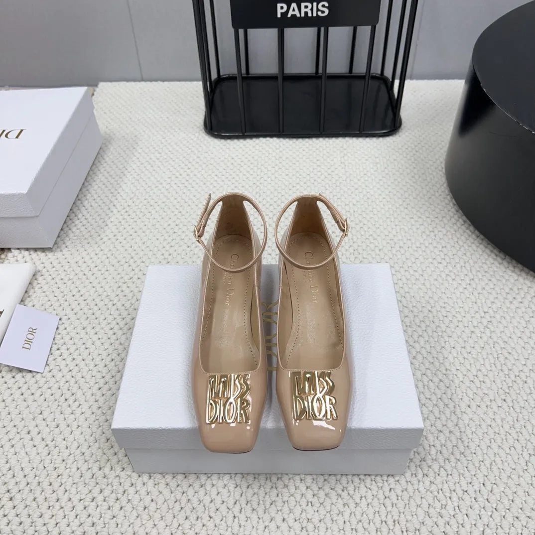 Miss Dior Pump 45mm In Beige Pink Glossy Lambskin  995143