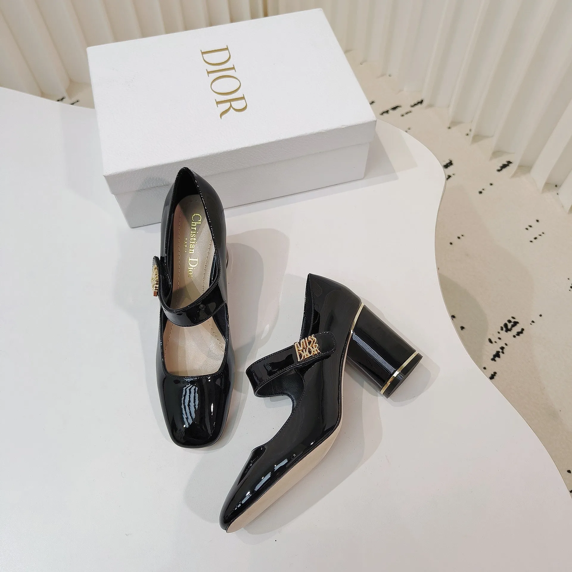 Miss Dior Pump 85mm In Glossy Black Cowhide 111359