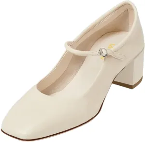 miss left Women Trendy Single Strap Buckle Square Toe Mary Janes Block Low Heel Comfy Daily Dress Pumps Size 4-16 US