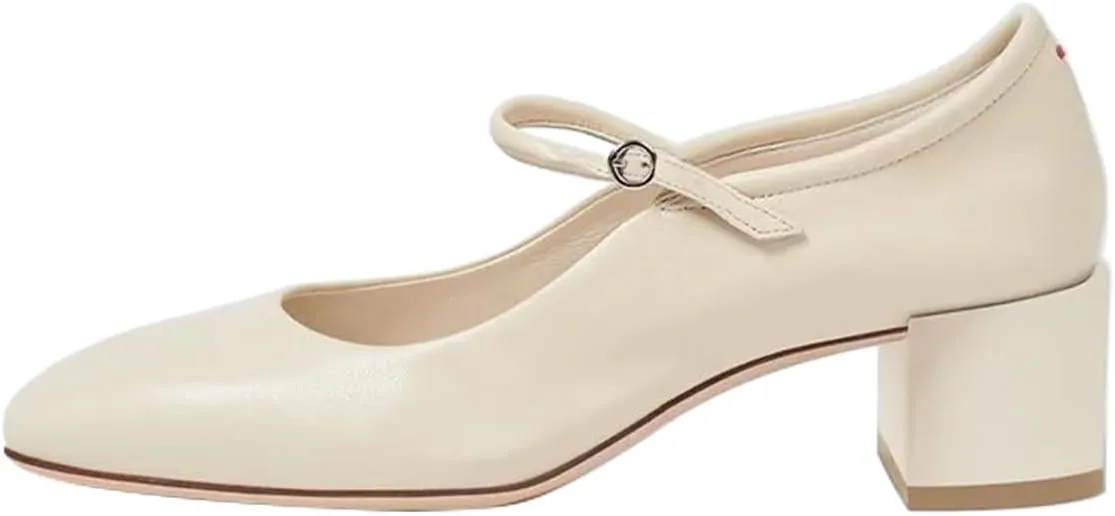 miss left Women Trendy Single Strap Buckle Square Toe Mary Janes Block Low Heel Comfy Daily Dress Pumps Size 4-16 US