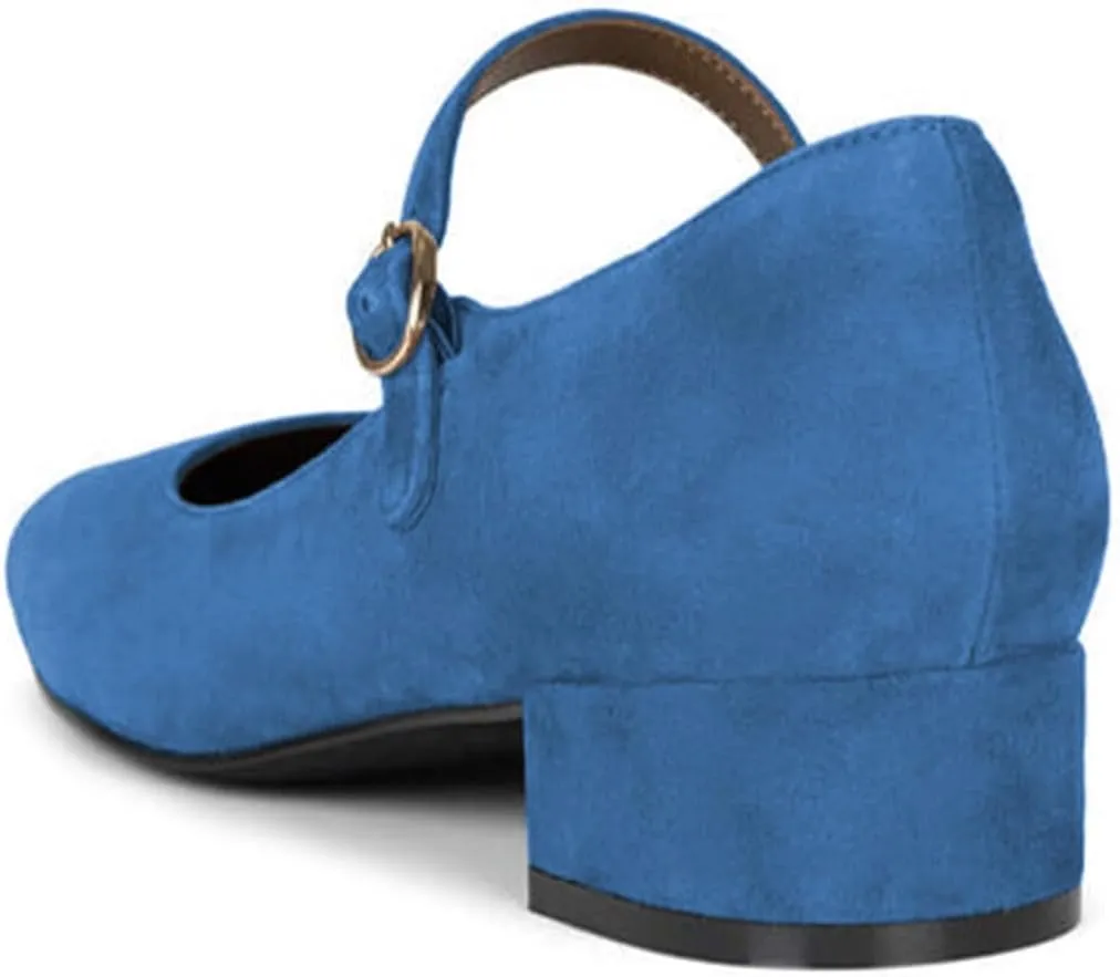 miss left Women's Classic Closed Round Toe Mary Jane Pumps Adjustable Strap Block Low Heel Cute Casual Shoes Size 4-16 US