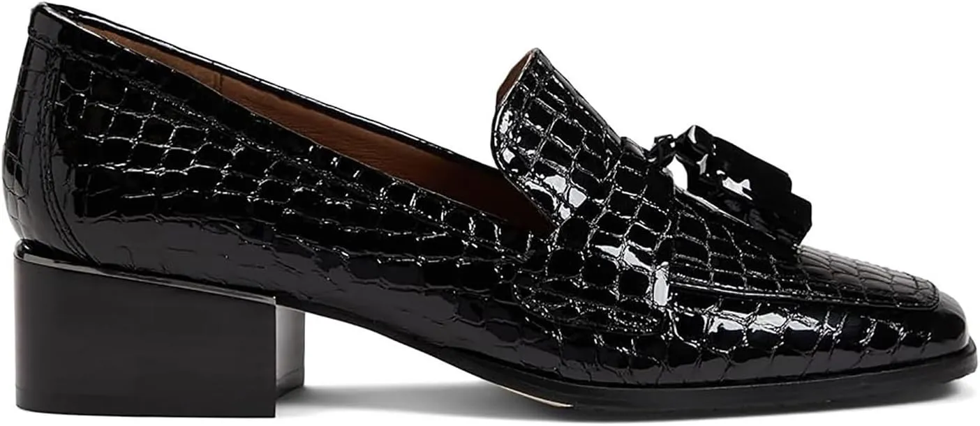 MOOMMO Women Chunky Block High Heel Pumps Square Toe Slip On Loafer Pumps Classic 3 inch High Thick Heel Penny Loafers Oxford Dress Shoes Office Ladies Business Formal Basic 4-11 M US