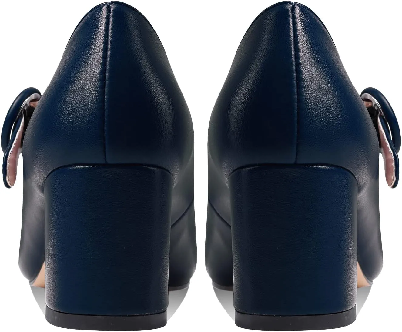 MOOMMO Women Classic Mary Jane Heels Pumps Shoes Ankle Strap Closed Round Toe Dress Sandals Chunky Block Heels Comfort Wedding Party Evening Pump Mid Heel Basic Office Work Shoes Elegant 4-11 M US