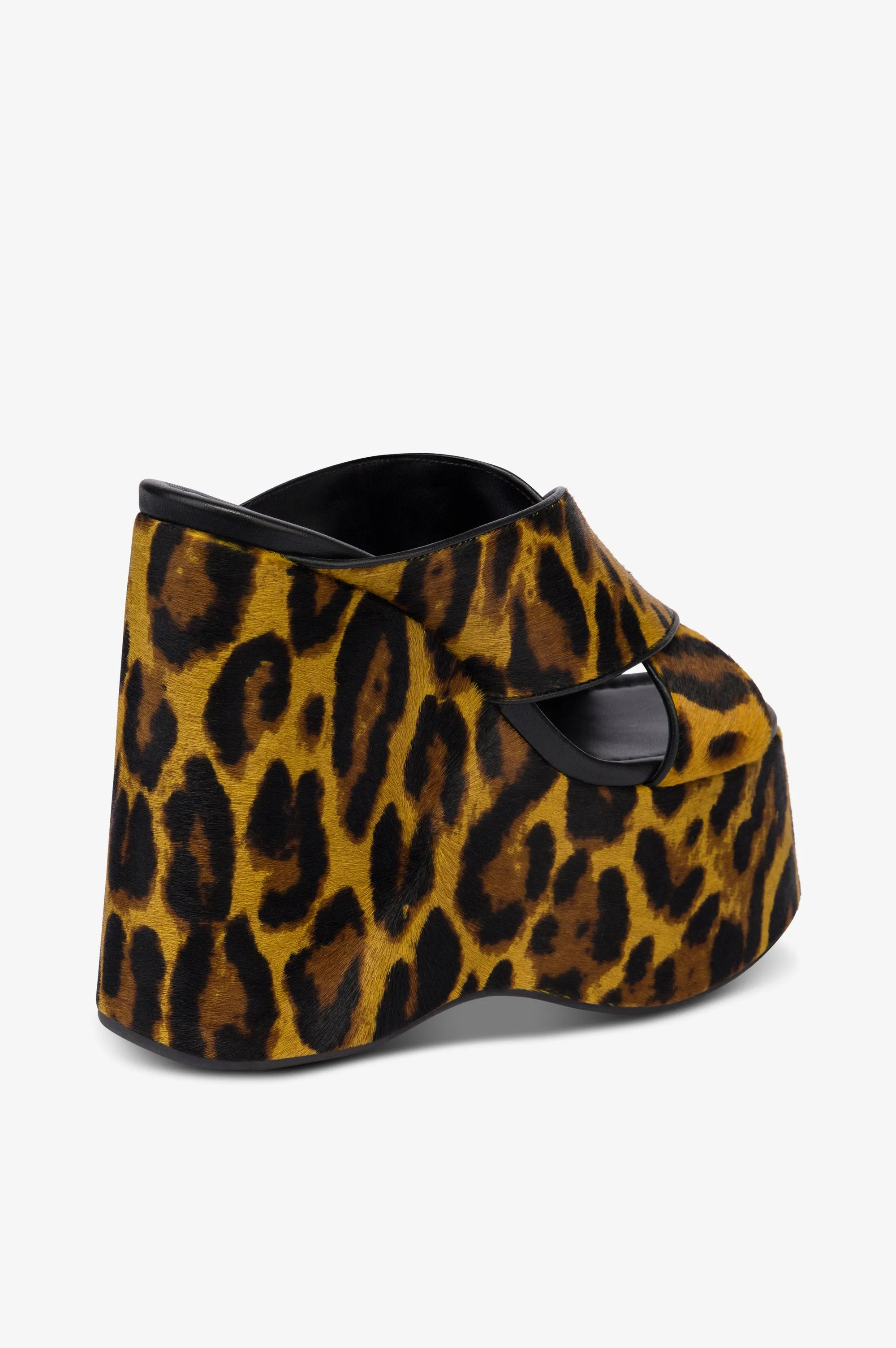 Mules in mustard leopard-print cowhide