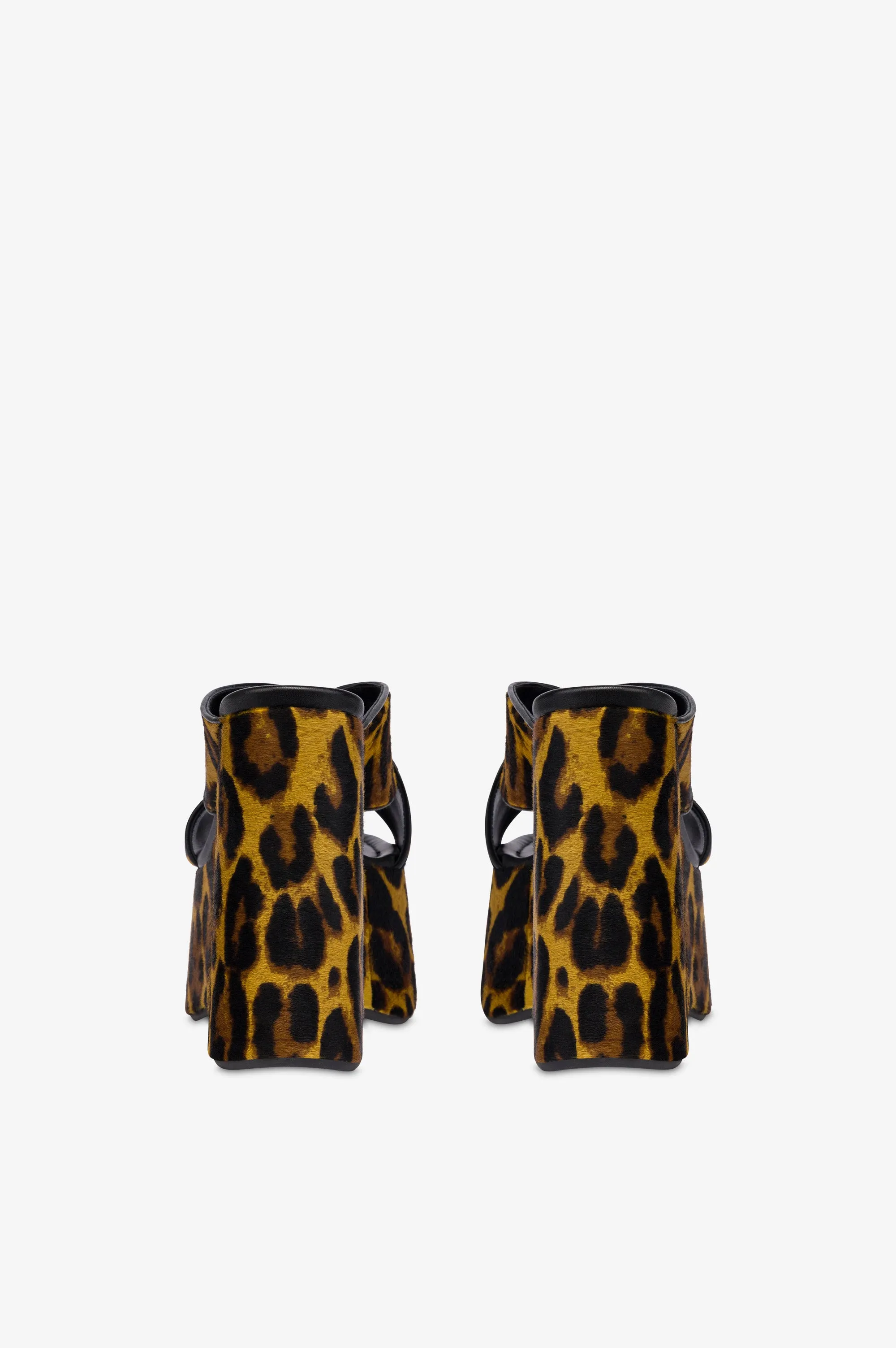 Mules in mustard leopard-print cowhide