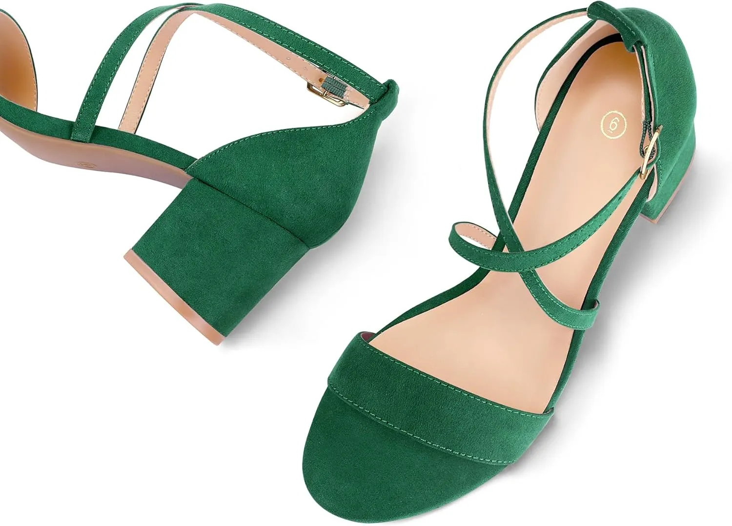 mysoft Women's 2.25 Inch Low Chunky Heels Dress Pump Open Toe Cross Ankle Strap Wedding Block Heeled Sandals