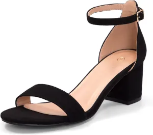 mysoft Women's Chunky Low Heels Open Toe Block Heeled Dress Ankle Strap Pump Wedding Sandals