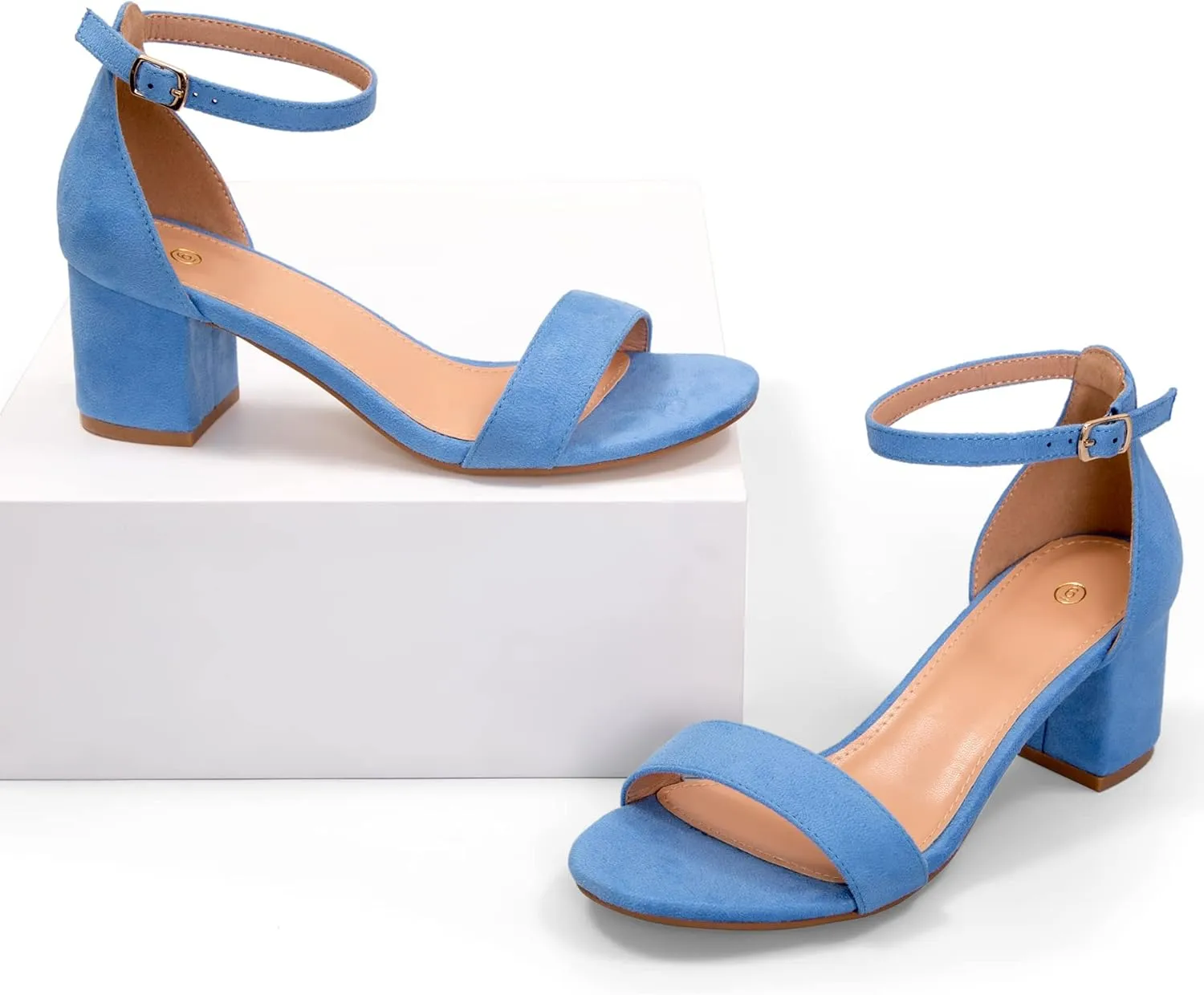 mysoft Women's Chunky Low Heels Open Toe Block Heeled Dress Ankle Strap Pump Wedding Sandals