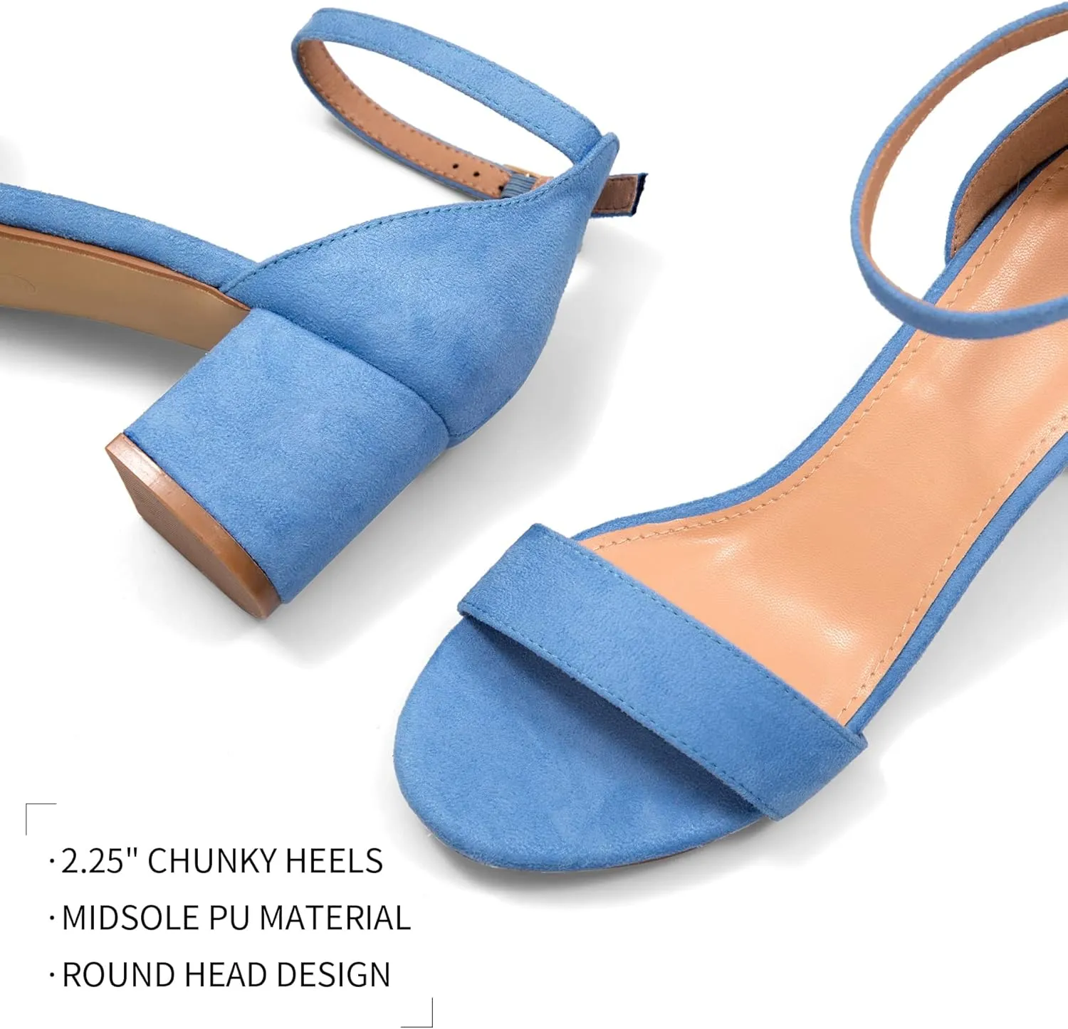 mysoft Women's Chunky Low Heels Open Toe Block Heeled Dress Ankle Strap Pump Wedding Sandals