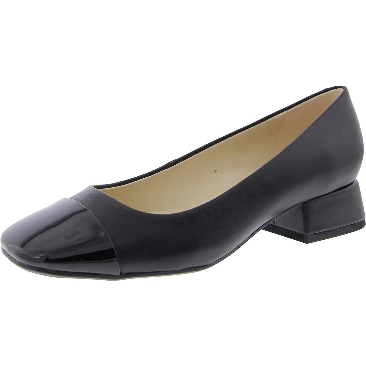 Nine West Womens Sophe  Patent Trim Faux Leather Loafer Heels