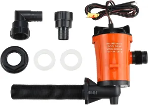 NovelBee 12V 800GPH Livewell Pump,4.0A Livewell Aerator Pump,Livewell Live Bait Tank Aerator Submersible Cartridge 90-Degree Boat Aerator