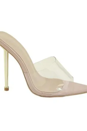 Nude/Clear Stiletto Slide Sandal