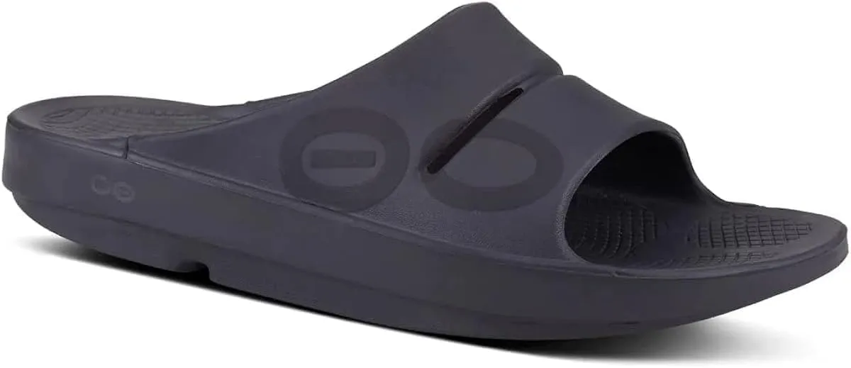 OOFOS - Unisex OOahh Sport - Post Run Recovery Slide Sandal (Matte Black, US Men's Size 7/Women's Size 9)