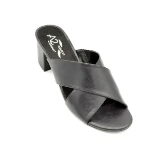 open Women's Mule Wireless Toe Sandal Leather Block Aerosoles International tracking Midday Slide A2 Black Heel