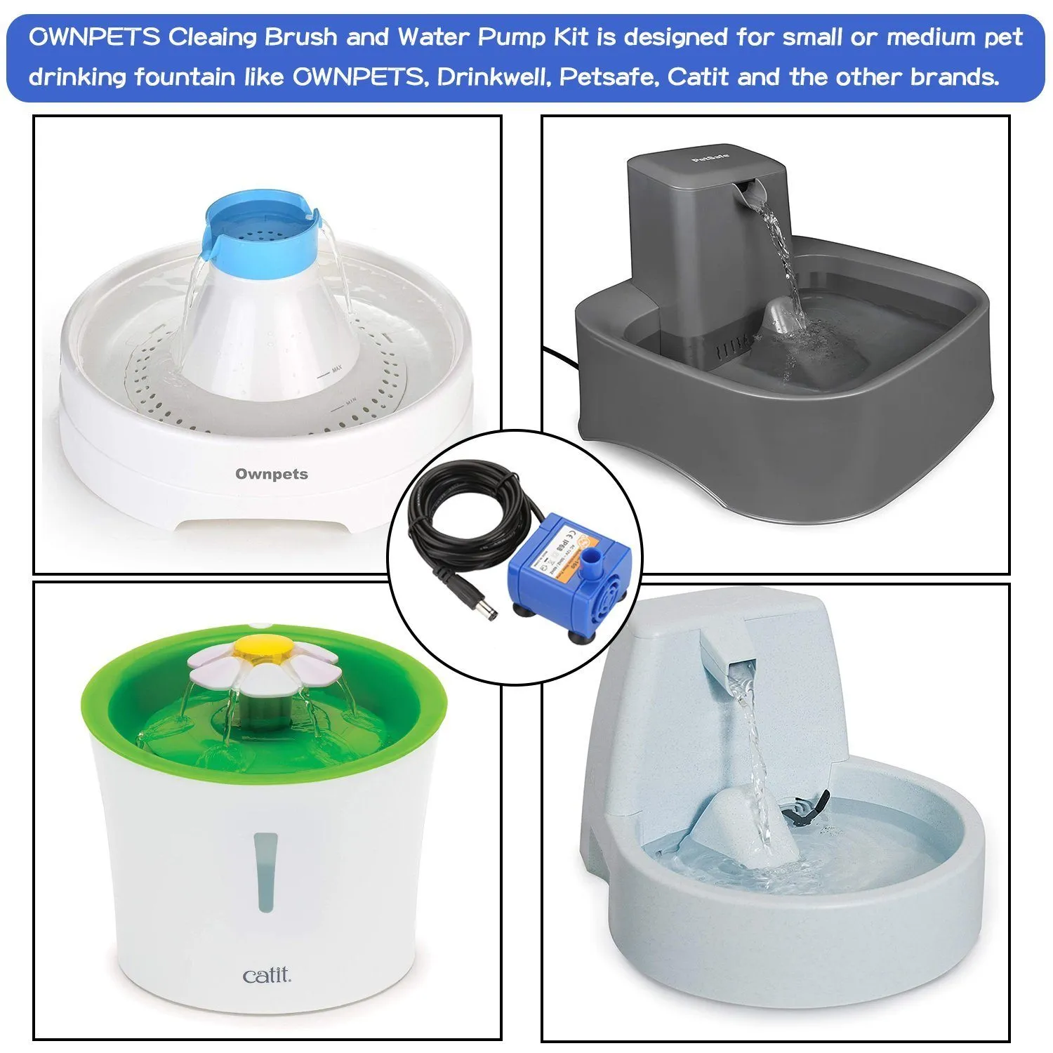 Ownpets Brush Cleaning and Water Pump Kit for Pet