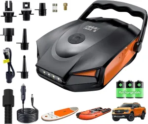Paddle Board Pump, 50 PSI 10000mAh Electric Sup Pump Portable - Dual Stage Inflation, Auto Shut Off and Deflate, 12V DC Automotive Connector for Stand Up Paddle Board/Car/Kayak/Motorcycle/Bicycle