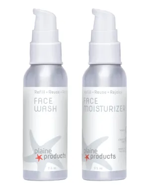 Plaine Products Eco-Friendly Face Wash and Face Moisturizer - Sensitive Skin, 2.7 oz (Refillable Bottle with Pump)