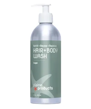 Plaine Products Eco Friendly Shampoo   Body Wash 2 in 1 Combo, 16oz, Sage (Original (with pump))