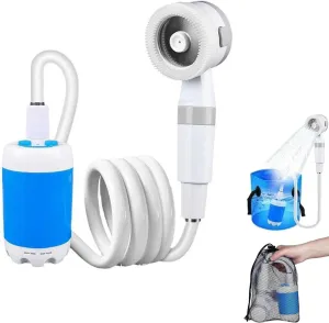 Portable Camping Shower Outdoor Camp Shower Pump, Rechargeable 2 Spray Modes Waterproof, for Camping, Hiking, Traveling, Rv,Car Washing, Pet Cleaning (1PCS)