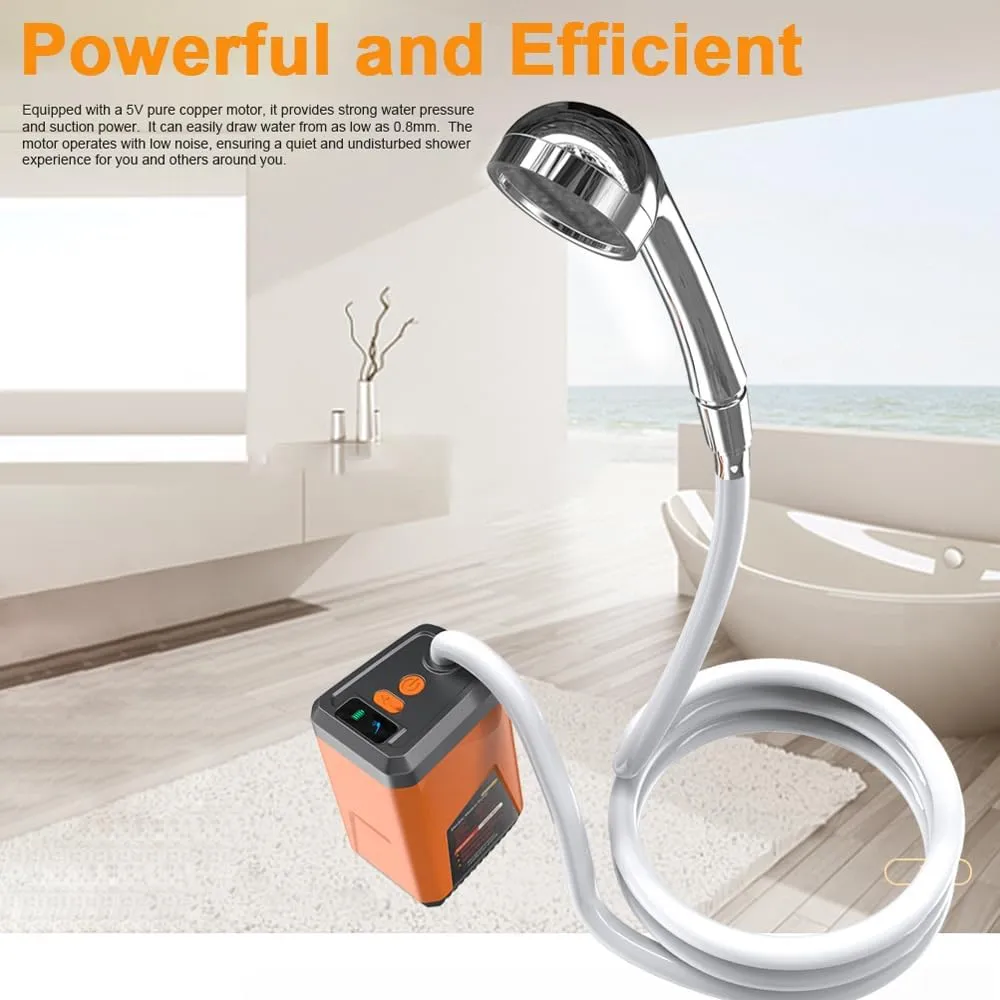 Portable Camping Shower Outdoor Electric Shower Pump able Battery Powed Shower Waterproof for Camping Hiking Backpacking Travel Beach Pet Watering
