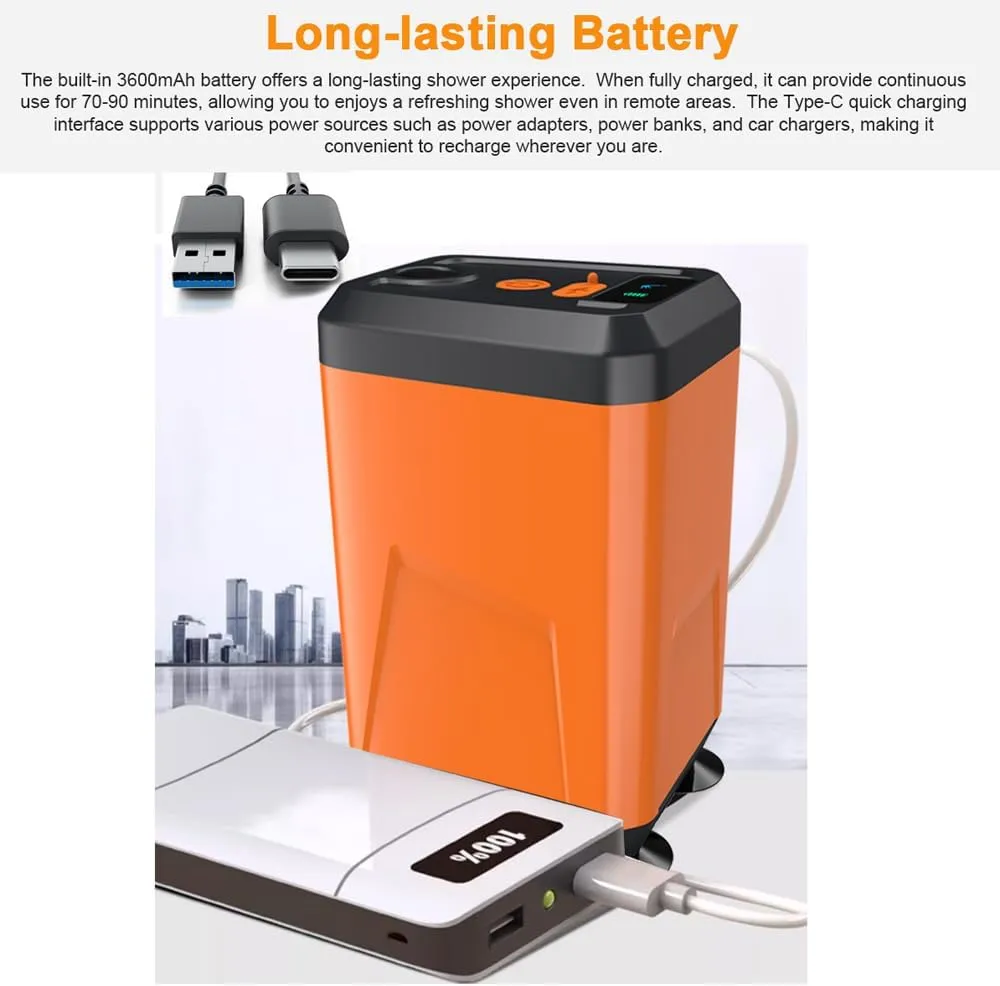 Portable Camping Shower Outdoor Electric Shower Pump able Battery Powed Shower Waterproof for Camping Hiking Backpacking Travel Beach Pet Watering