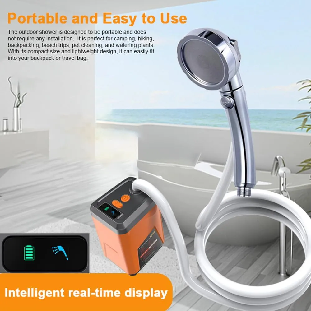 Portable Camping Shower Outdoor Electric Shower Pump able Battery Powed Shower Waterproof for Camping Hiking Backpacking Travel Beach Pet Watering