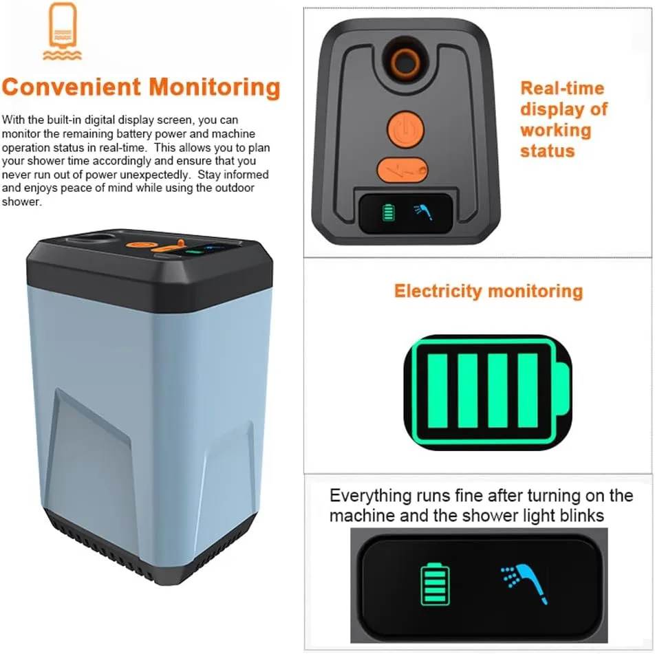 Portable Camping Shower Outdoor Electric Shower Pump able Battery Powed Shower Waterproof for Camping Hiking Backpacking Travel Beach Pet Watering