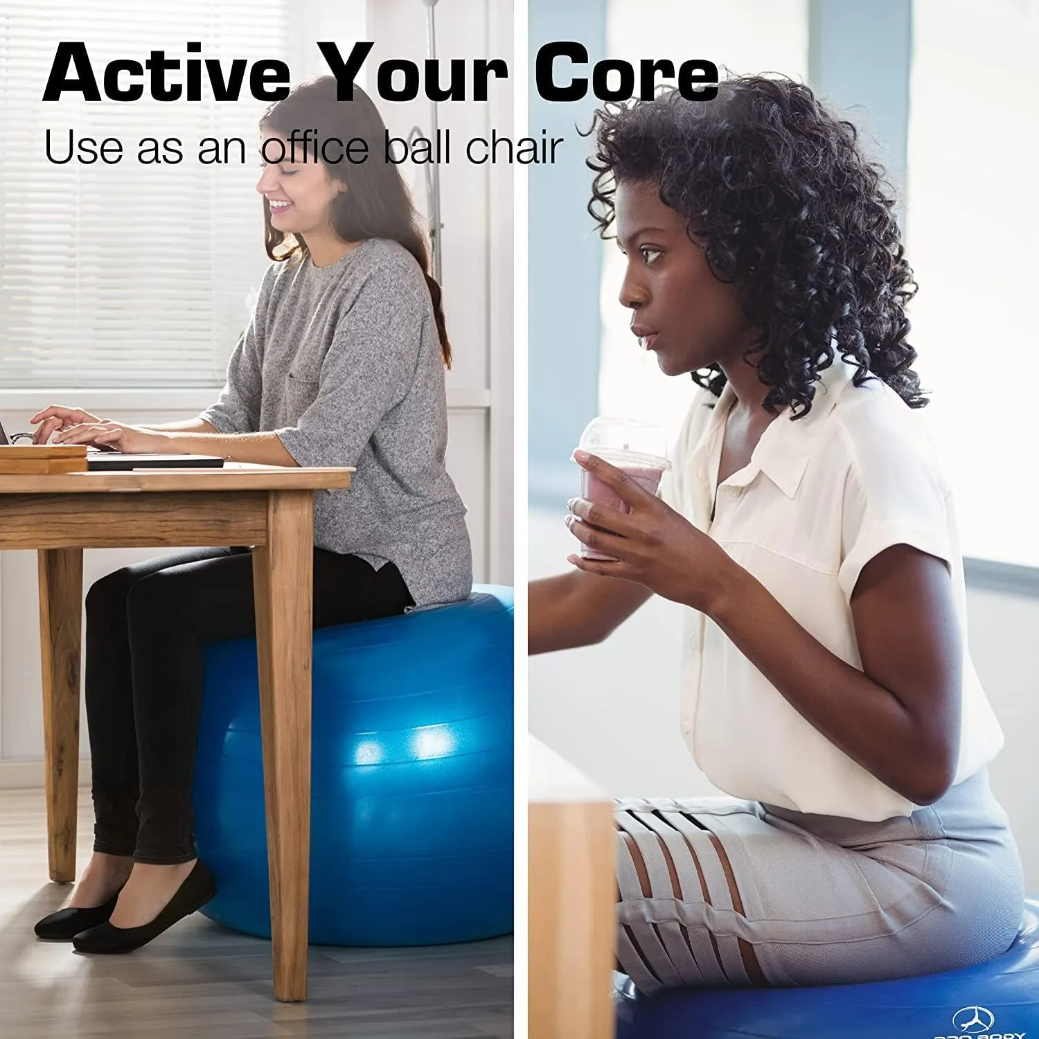 ProBody Pilates Yoga Ball - Fresh Colors Exercise Ball for Stability, Pregnancy, Workout & Physical Therapy