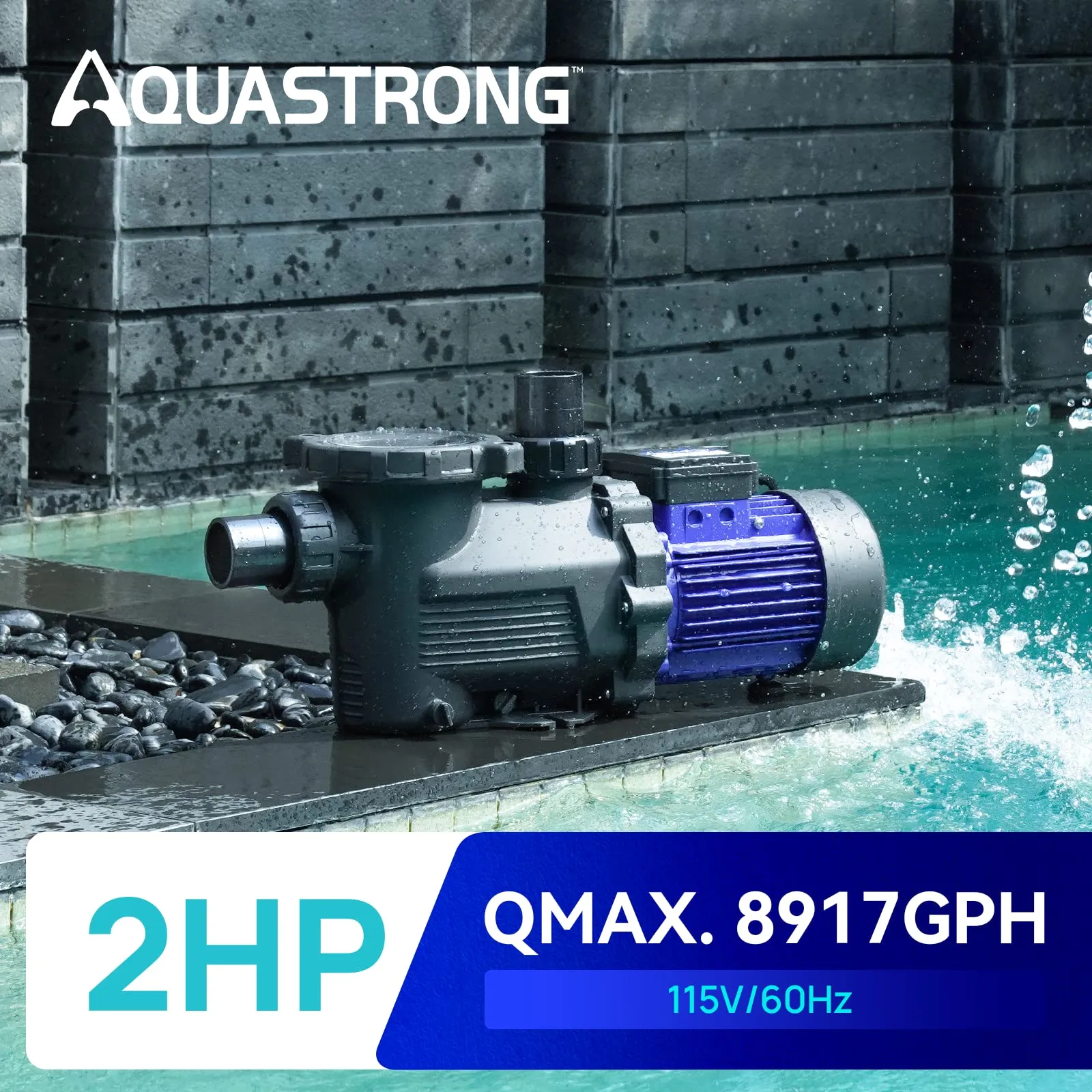 PSP200 2 HP 115V Pool Pump Single Speed, 8917GPH