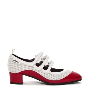 Pump Heel 4 Cm White And Red Net