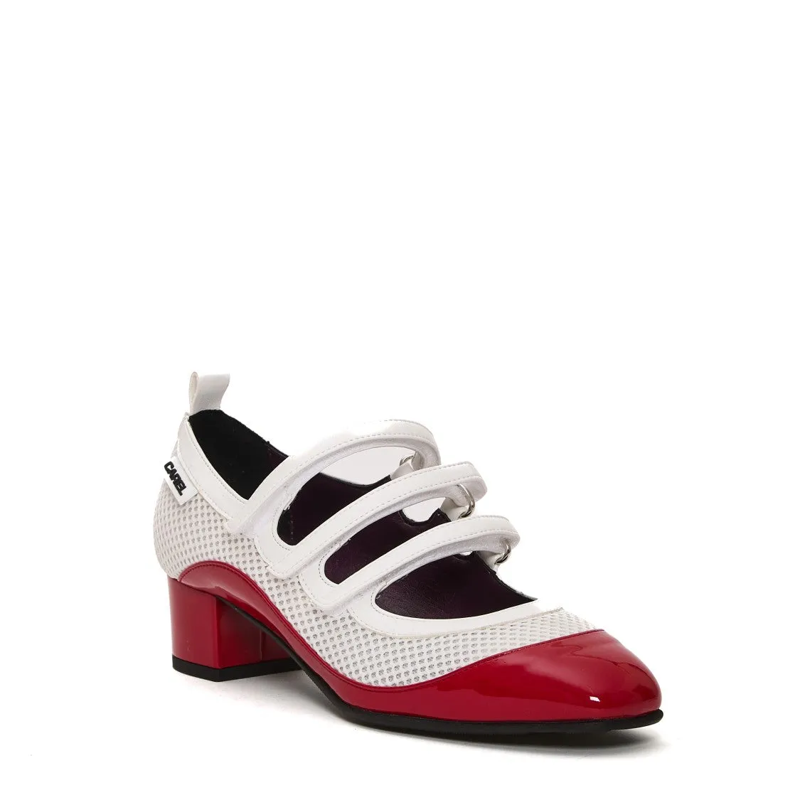 Pump Heel 4 Cm White And Red Net