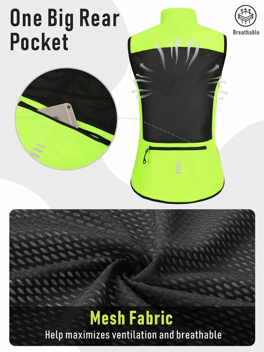 qualidyne Women's Windproof Cycling Vest – Lightweight Full Zip Sleeveless Biking Jacket with Pocket for Cycling, Running