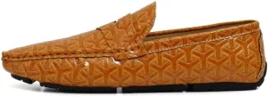 Santimon Men's Classic Penny Loafers Geometric Pattern Slip-On Moccasins Casual Flat Driving Shoes
