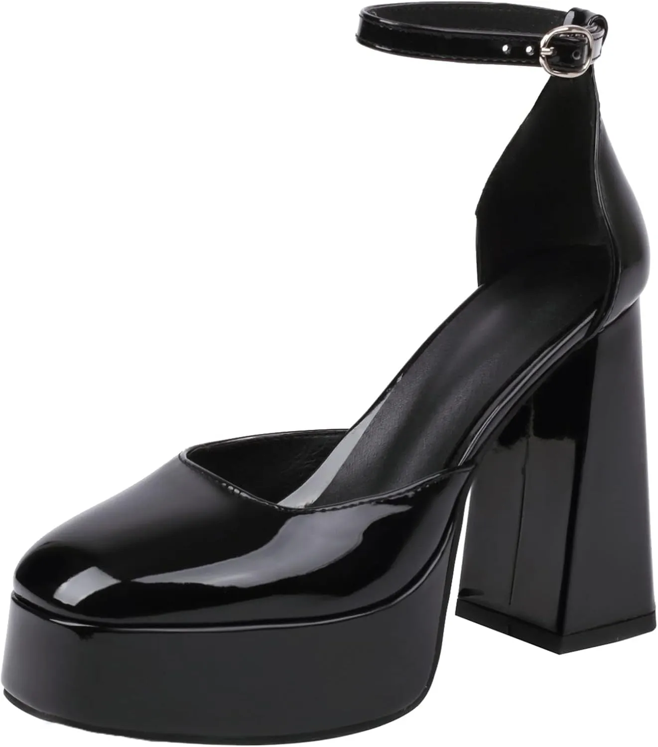 SEIFIN Platform Chunky Heels for Women Ankle Strap Pumps High Heels Sandal Platform Heels Closed Toe Wedding Party Pumps Shoes