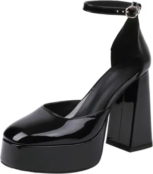 SEIFIN Platform Chunky Heels for Women Ankle Strap Pumps High Heels Sandal Platform Heels Closed Toe Wedding Party Pumps Shoes