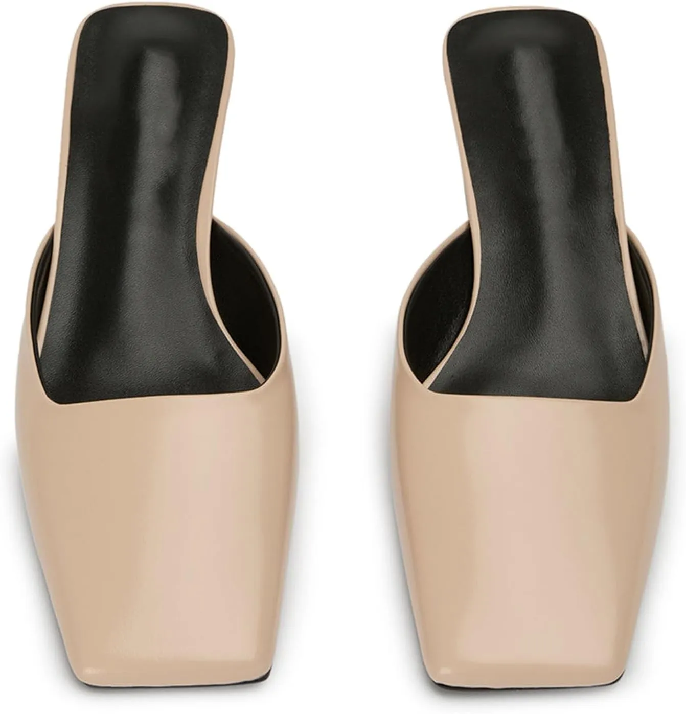 SHEMEE Women's Mules Block Kitten Heels Slip On Closed Square Toe Chunky Pumps Slides Backless Casual Dress Shoes