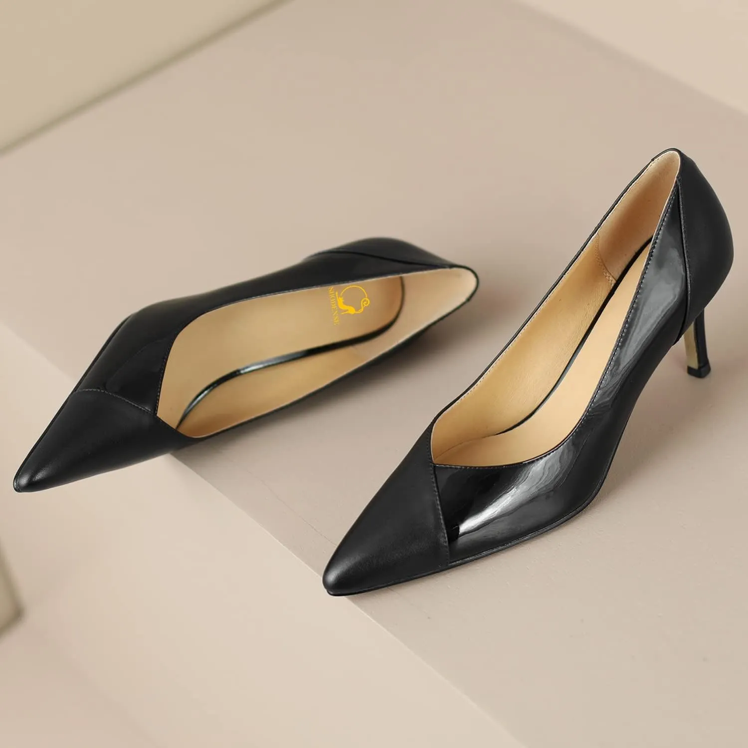SHODENSE Women Sexy High Heels Stiletto Pumps Pointed Toe Slip On 3" Kitten Heel Dress Shoes Evening Wedding Pump Suede Patent Leather Patchwork Ladies Female Office Party Prom Dance Shoe 4-11 M US